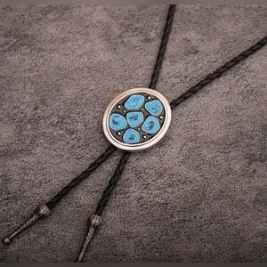 New Turqouise color leather 40" bolo tie Black Stone Available